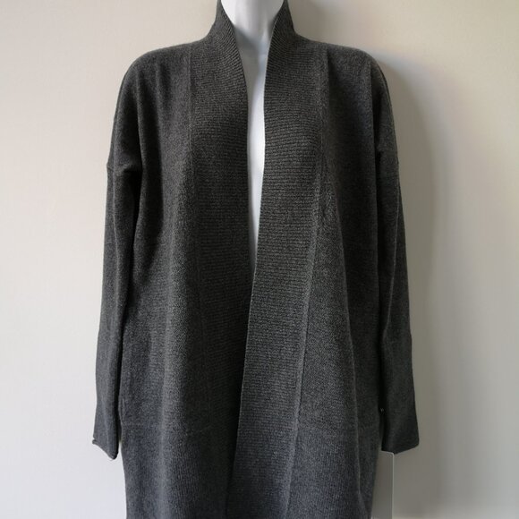 NWT LULULEMON Dark Grey 100% Cashmere Sit In Lotus LS Wrap Sweater Cardigan 2 - Picture 1 of 8